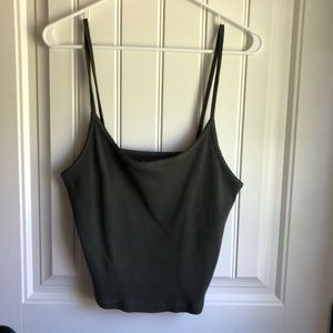 ribbed olive green tank top